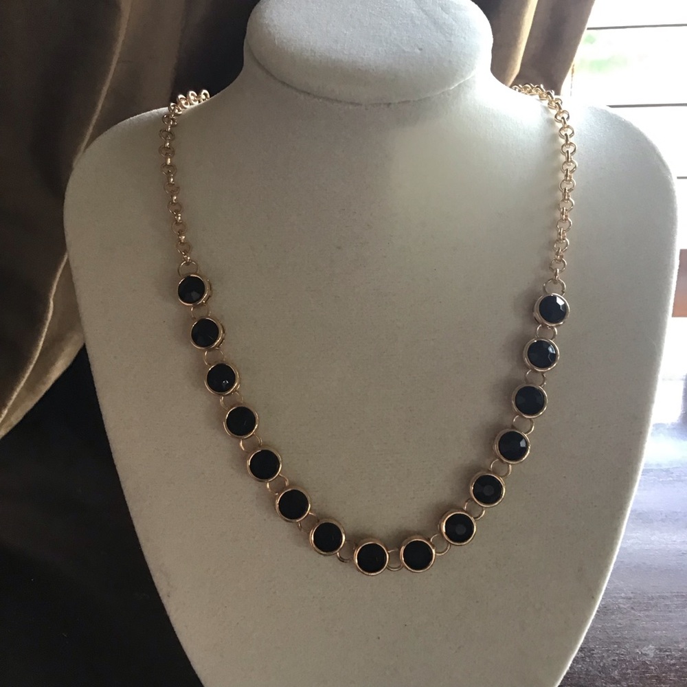 Modern black and gold circle necklace